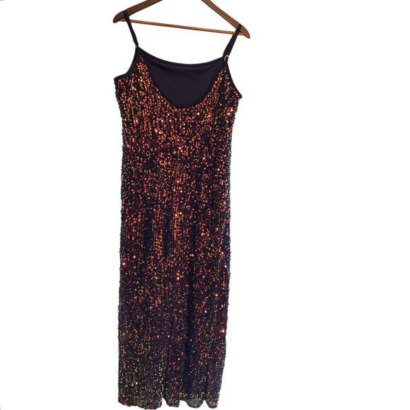 Wild Fable Purple Rainbow Sequins Sleeveless Stretch Maxi Dress XXL - Picture 3 of 6